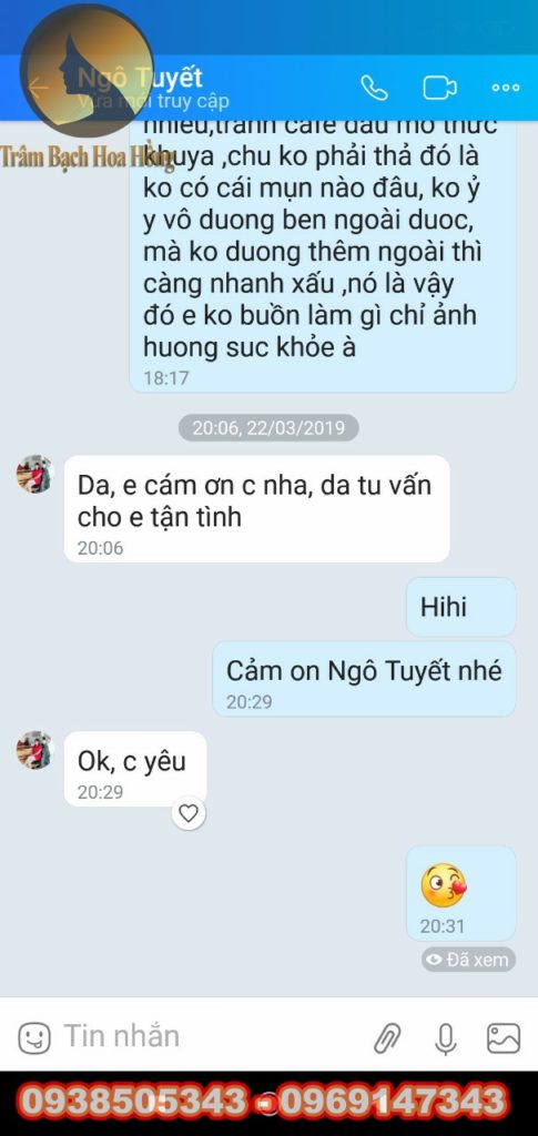 Khách hàng Bạch Hoa Hồng trị tàn nhang Ngô Tuyết 2